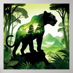 Póster Selva de la naturaleza animal leopardo