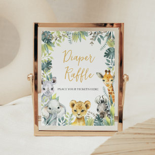 Póster Selva de Safari de la Jungla Un Diaper Raffle de B