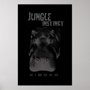 Póster Selva Instinct™_Kiboko_hippo en negro