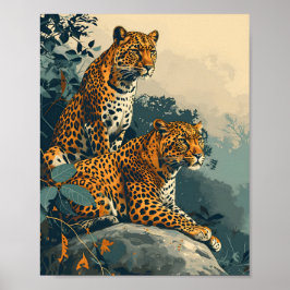 Póster Selva leopardo: Vintage
