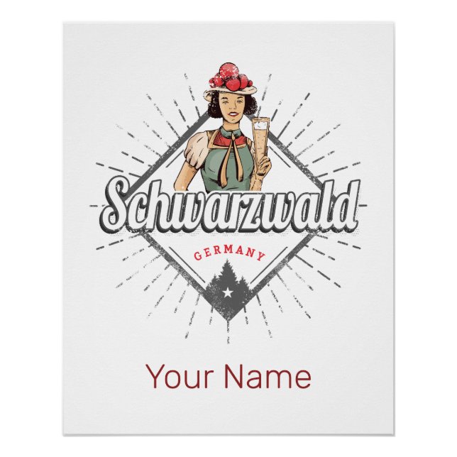 Póster Selva negra Baden-Württemberg Alemania Vintage (Anverso)