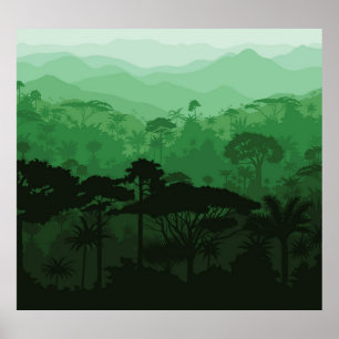 Póster Selva tropical: fondo vintage de la jungla.