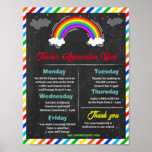 Póster Semana de la apreciación del profesor de arcoiris 