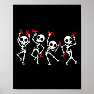 Póster Semana de la cinta roja Conciencia Skeleton Mujere
