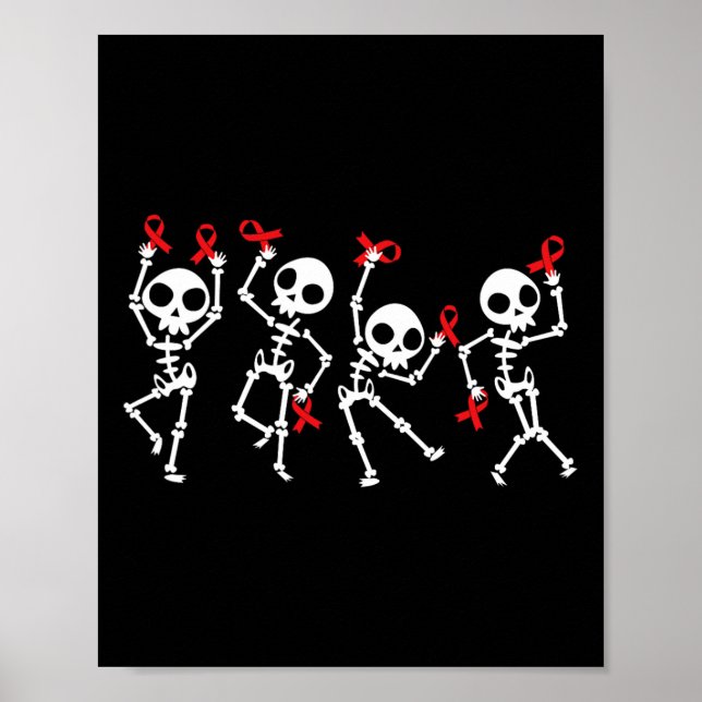 Póster Semana de la cinta roja Conciencia Skeleton Mujere (Frente)