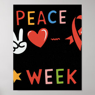Póster Semana de la Cinta Roja Paz Amor Medicina Libre Di
