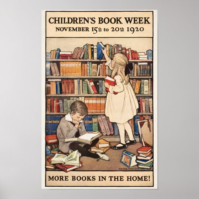 Póster Semana del Libro Infantil Ilustración de Bibliotec (Frente)