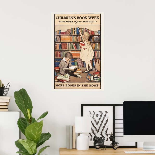 Póster Semana del Libro Infantil por Jessie Willcox Smith (Oficina en casa)