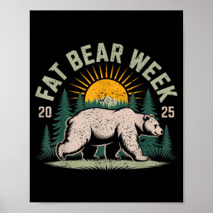 Póster Semana del Oso Gordo Vintage Retro Oso Grizzly Ret