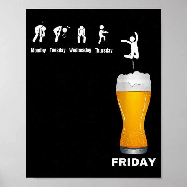 Póster Semana Divertida para Hombres de Lunes a Viernes - (Frente)