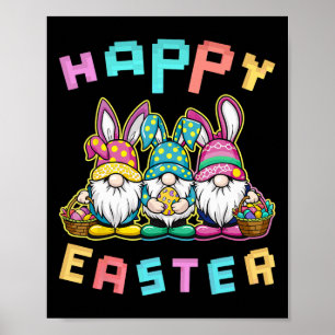 Póster Semana Santa Caza de Huevos de Conejo Gnome Feliz 