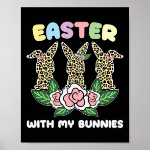 Póster Semana Santa Conejo Leopardo Trio Cute Día de Pasc