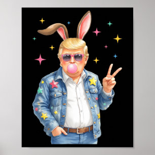 Póster Semana Santa Trump Bunny Soplando Burbujas Sungles