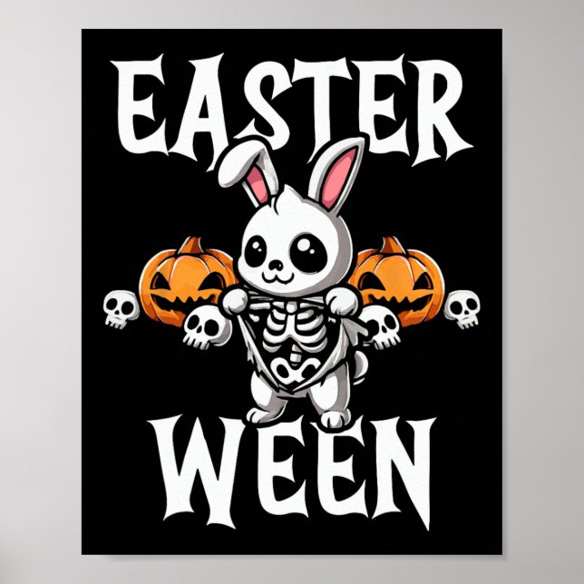 Póster Semana Santa Ween Skeleton Bunny Halloween Tema (Frente)