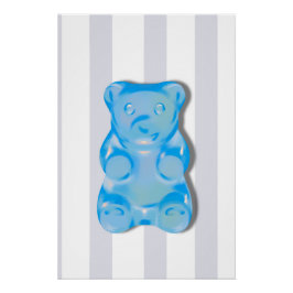 Póster semi brillo de oso gomoso azul