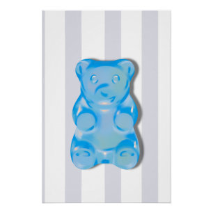 Póster semi brillo de oso gomoso azul