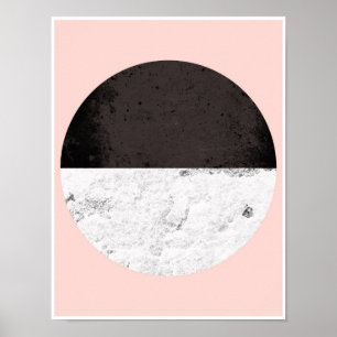 Póster Semi-círculo, rosa, blanco y negro