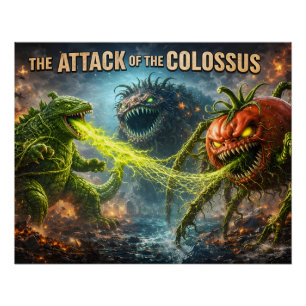 Póster semibrillante de verdura mutante