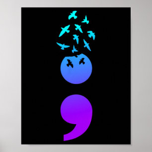 Póster Semicolón Aves Suicidas Concienciación Suicida Pre