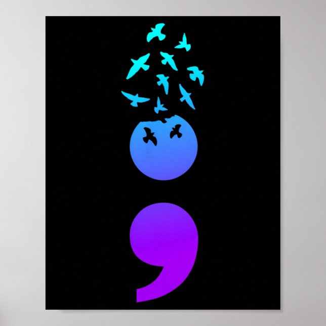 Póster Semicolón Aves Suicidas Concienciación Suicida Pre (Frente)