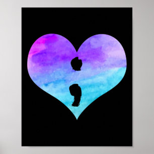 Póster Semicolón Concienciación sobre el suicidio cardiac