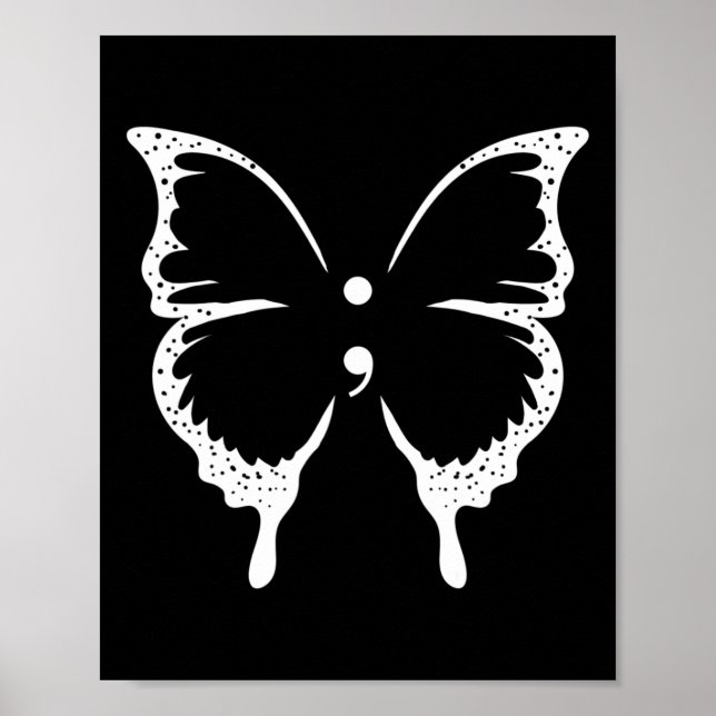 Póster Semicolón Concienciación sobre la salud mental (Frente)