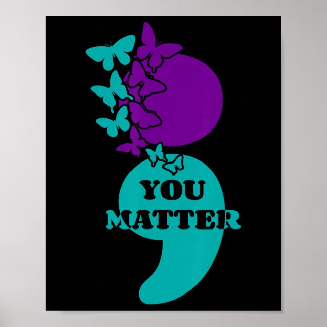 Póster Semicolón de concienciación sobre el suicidio (Frente)