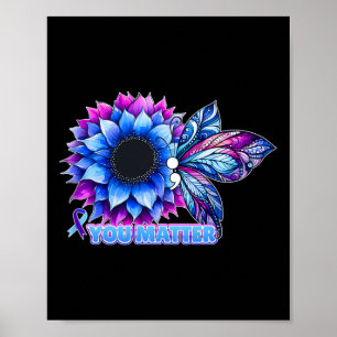 Póster Semicolón de mariposa de prevención del suicidio