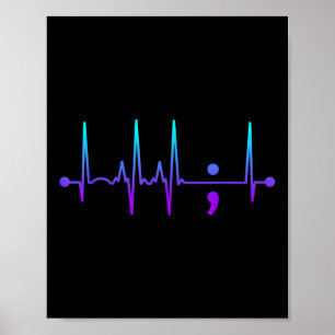 Póster Semicolón El Corazón Gana Suicidio Conciencia Suic