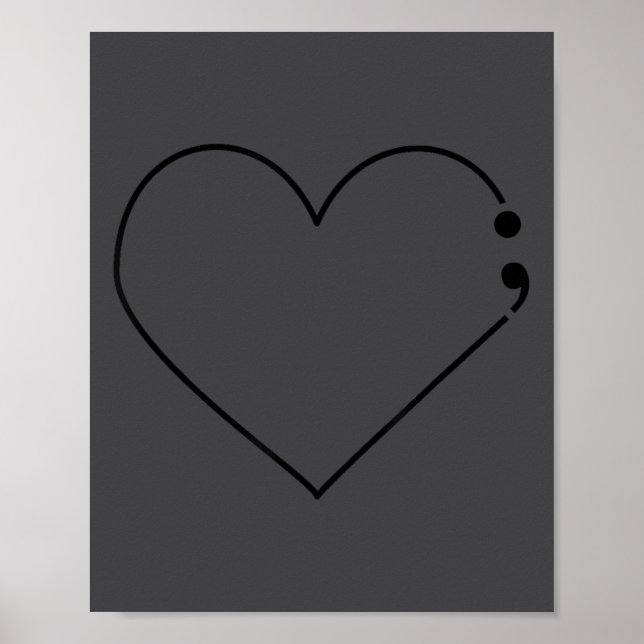 Póster Semicolon Heart Mental Health Awareness Therast De (Frente)