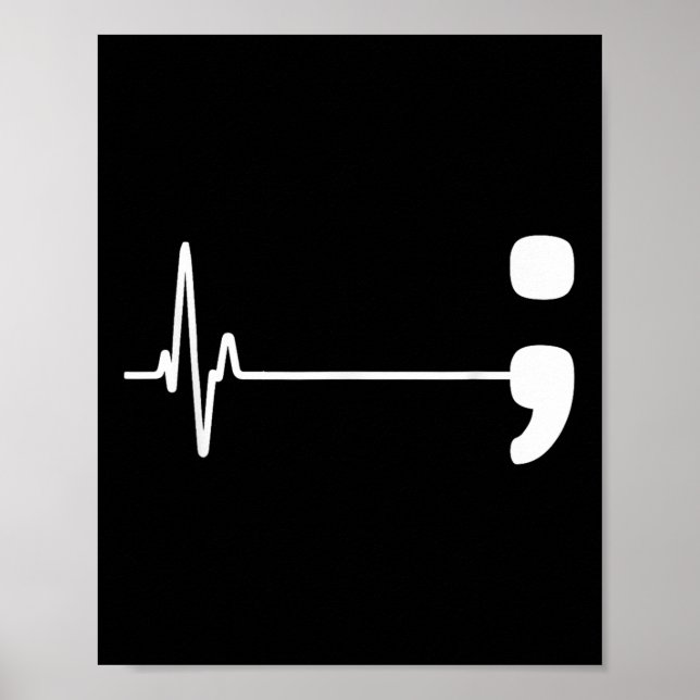 Póster Semicolon Heartbeat Flatline Suicidio Preventivo A (Frente)