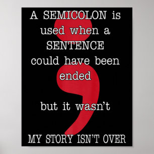 Póster Semicolón Prevención del suicidio Conciencia Mi hi