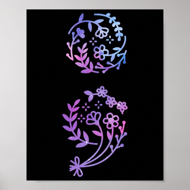 Póster Semicolón Prevención del suicidio Flor de concienc (Frente)