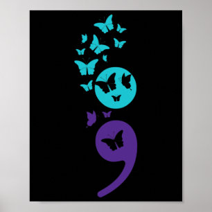 Póster Semicolón Sensibilización sobre el suicidio Salud 