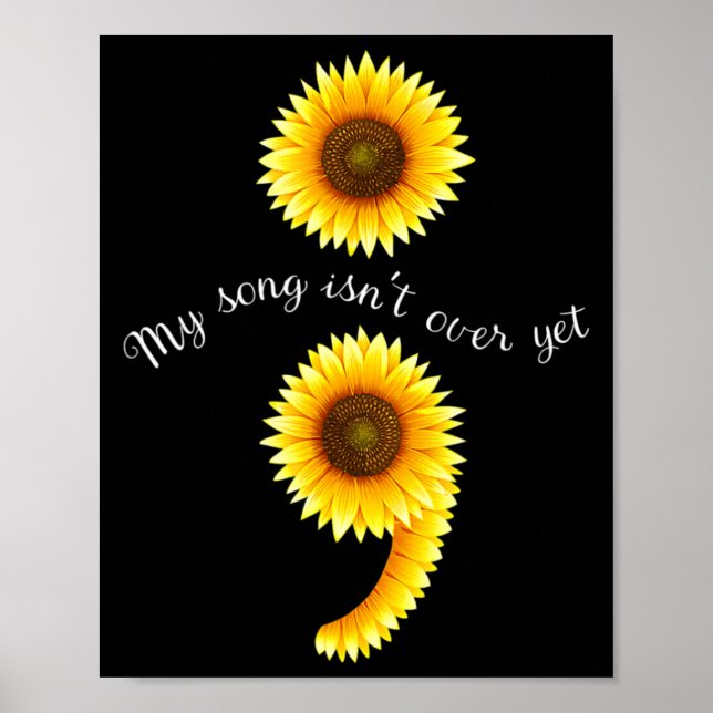 Póster Semicolón Sunflowe Difundiendo Awarene De Salud Me (Frente)