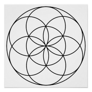 Póster Semilla de Vida Geometría Sagrada negro y blanco