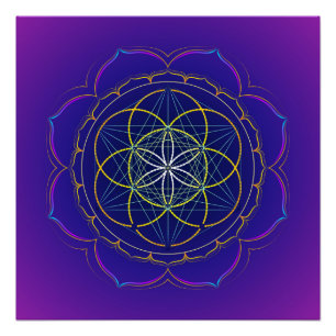 Póster Semilla mandala del cubo de la vida y de Metatron