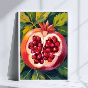 Póster Semillas de Granada   Pintura de Frutas