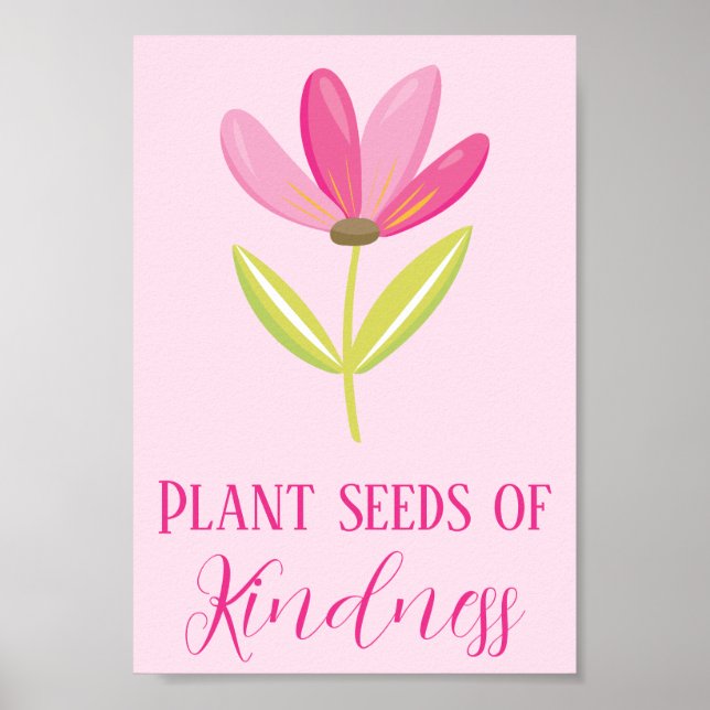 Póster Semillas vegetales de bondad floral rosa (Frente)