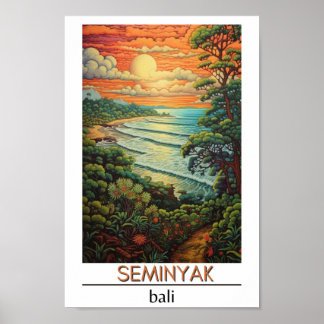 Póster Seminyak de viaje de Bali Indonesia