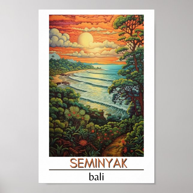 Póster Seminyak de viaje de Bali Indonesia (Frente)