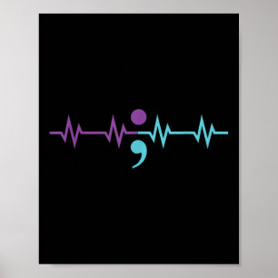 Póster Semiolon Heartbeat Prevención del Suicidio a
