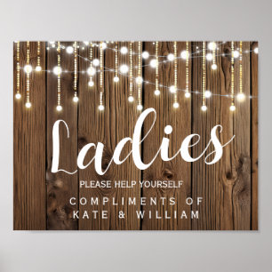 Póster seña de baño para damas - cesta de artículos de as