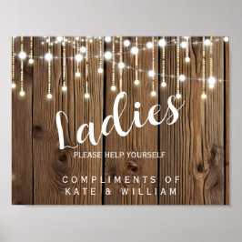 Póster seña de baño para damas - cesta de artículos de as