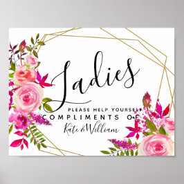 Póster seña de baño para damas - cesta de artículos de as