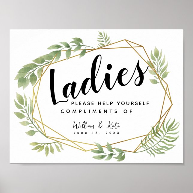 Póster seña de baño para damas - cesta de artículos de as (Frente)