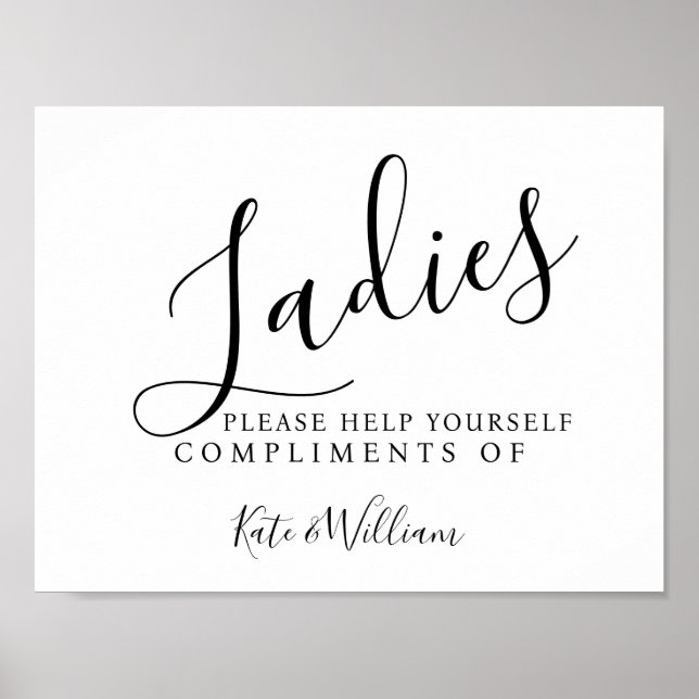 Póster seña de baño para mujeres - cesta de artículos de  (Frente)