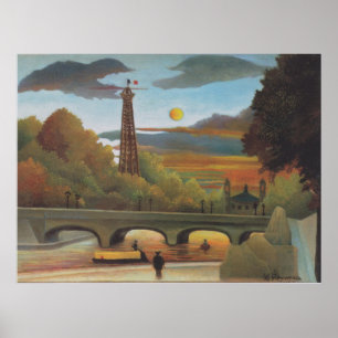 Póster Sena Rousseau y Torre Eiffel en el atardecer