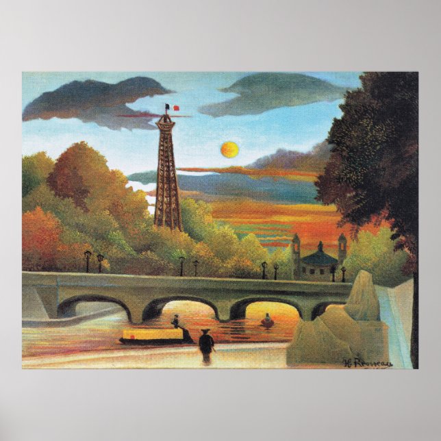 Póster Sena y Torre Eiffel en Puesta de sol, (Frente)