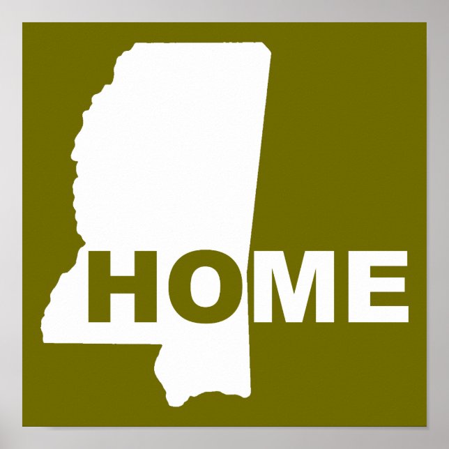 Póster Señal de Mississippi Hogar Lejos del Estado (Frente)